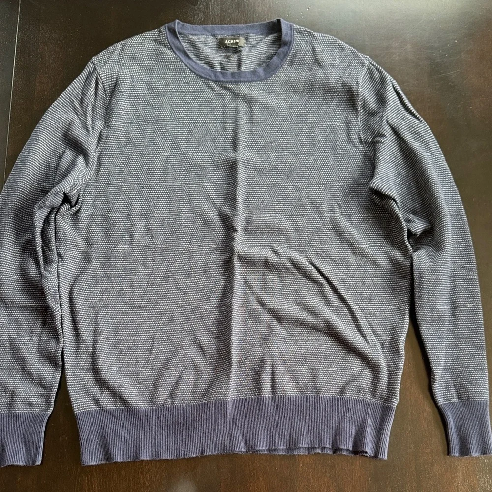 J. Crew Men's Navy and Charcoal Crewneck Sweater